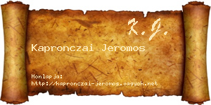 Kapronczai Jeromos névjegykártya